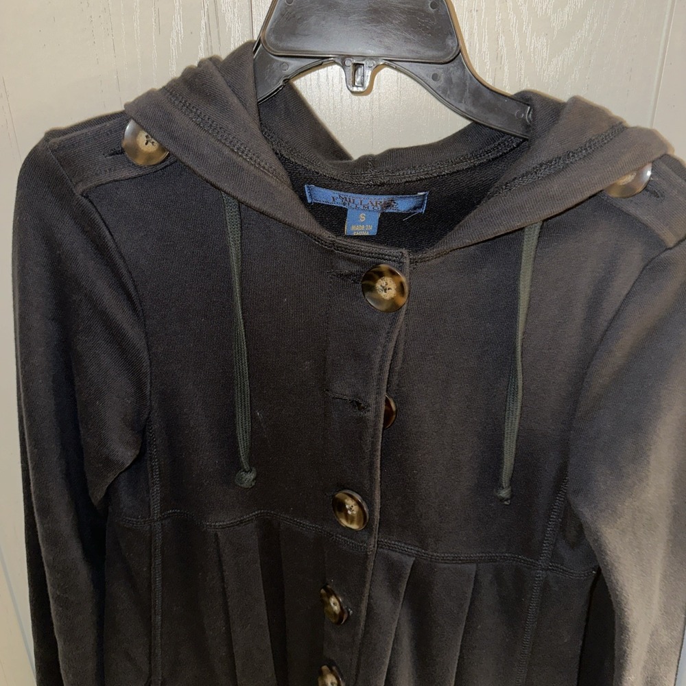 Millard Fillmore Womens Hooded Button Trench Coat‎ Size S Black